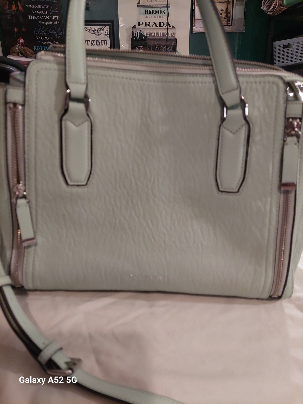 Calvin Klien Satchel Handbag in Light Mint Green - Women Bags